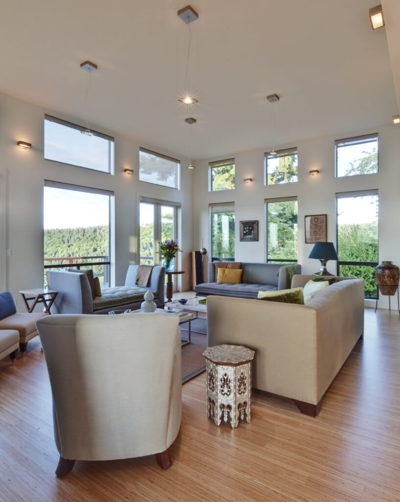 Contemporary open-plan living and dining space.