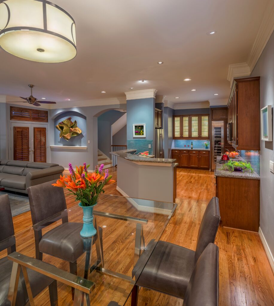 modern living room and dining room