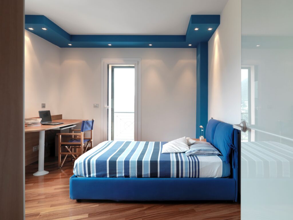 modern bedroom with ceiling